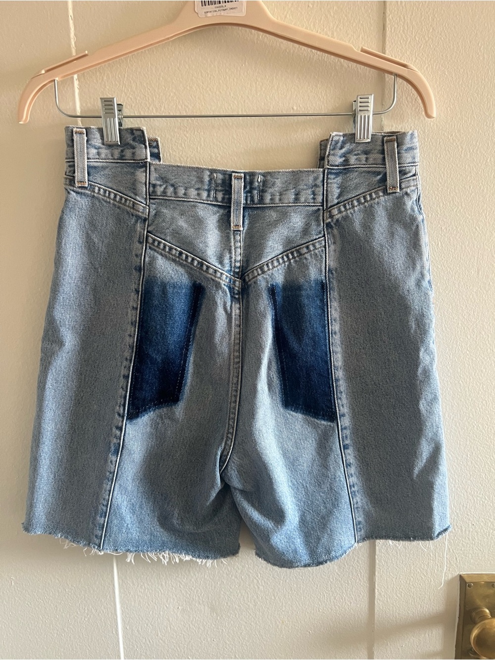 Agolde Pieced Angled Short size 28 Pleated Light Blue High-Rise Denim Shorts - Picture 4 of 6